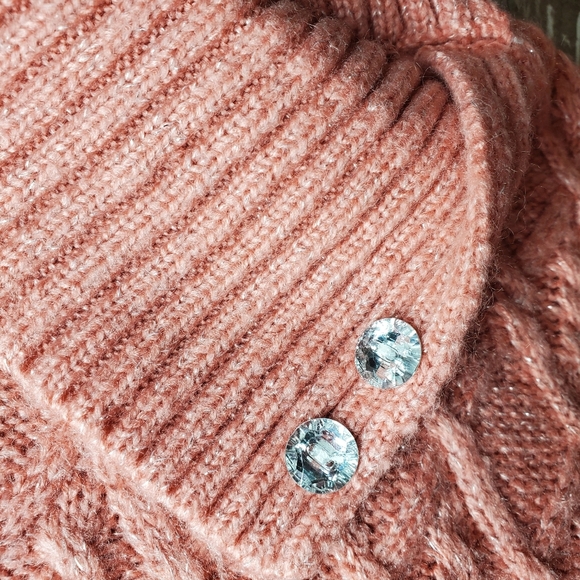 Little Lass Blush Pink Sleeveless Frayed Hem Sparkly Knit Turtle Neck Sweater 2T - Picture 8 of 14